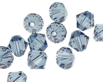 12 DENIM BLUE 6mm Bicones Swarovski Crystal Elements Bicones Article 5301 5328 Smoke Blue