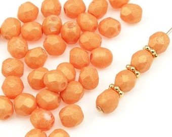 50 Czech Glass Beads For Jewelry Making – 6mm Faceted Round, Lilac Metallic
