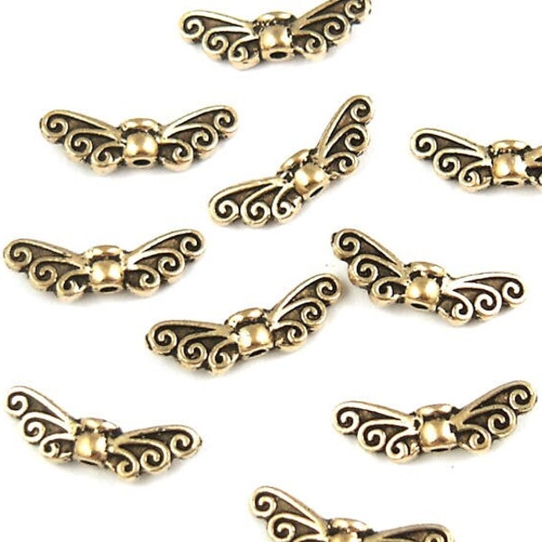 Fairy Wing Beads Antique Gold TierraCast Pewter Wing Beads Small Angel Wing Beads Metal Beads (P10)