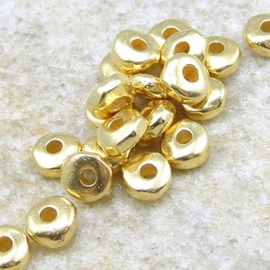 100 Gold Beads TierraCast 5mm Nugget Beads Bright Gold Heishi Spacer Beads PS183 image 1