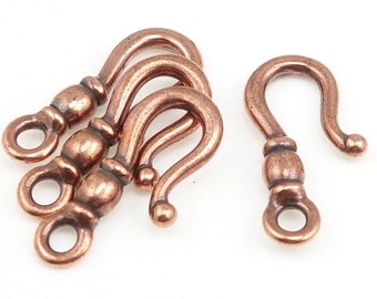 TierraCast CLASSIC HOOK Antique Copper Clasp Findings - Hook Clasp Necklace Findings Bracelet Findings 19mm Basic Clasp Hook (PF405)