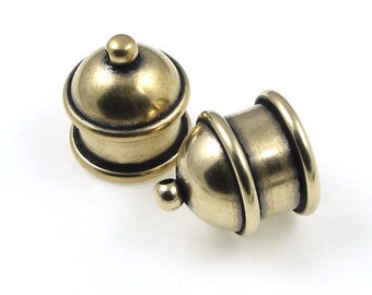 Customizable 10mm Recessed Channel Light Antique Brass Large Kumihimo Caps - Tierracast PAGODA Cord End Caps (PF2106)