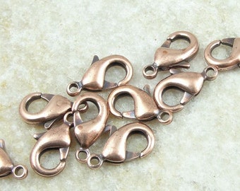 Antique Copper Clasp Findings 12mm Lobster Clasps TierraCast Lobster Claw Copper Findings for Necklaces Closure Bracelet Findings (PH51)