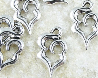 Antique Silver TierraCast TIBETAN OM Charms - Silver Charms for Mindfulness Jewelry - Tierra Cast Yoga Charms Meditation Eastern Spiritual