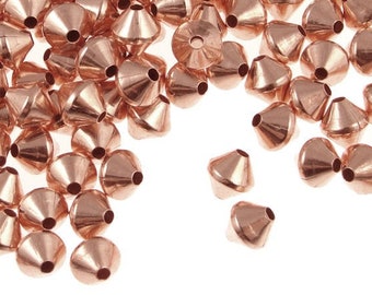 Copper Beads 144 Solid Copper 5mm Bicone Beads Bright Copper Beads Raw Copper Spacer Beads (FSC18)