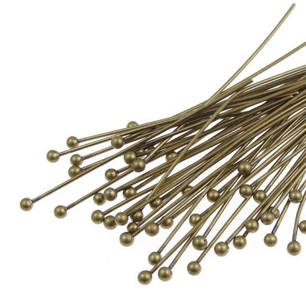 144 Brass BALLPINS Ball Pin Findings 1.5" Antique Brass Ball Head Pins 22 Gauge 22 g 1 1/2" Solid Brass Ballpin Findings BULK BAG (FSAB107)