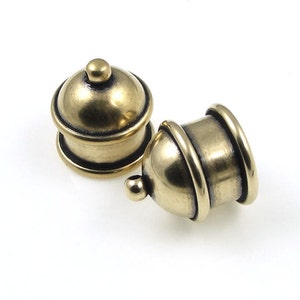 Customizable 10mm Recessed Channel Light Antique Brass Large Kumihimo Caps Tierracast PAGODA Cord End Caps PF2106 image 1