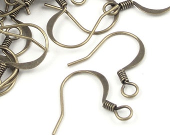 144 Antique Brass Earring Findings 72 Pair French Hook Ear Wire Brass Oxide Vintage Style Bronze BULK BAG  (FSAB20)