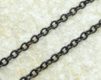 25 Foot Spool Black TierraCast Chain - 4mm x 2.5mm Flat Link Cable Chain - Matte Black Chain for Necklaces and Jewelry   20-0125-13