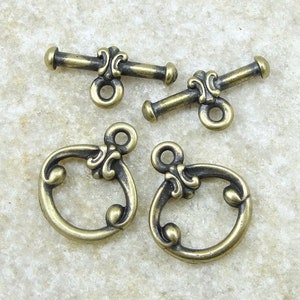 Antique Brass Toggle Clasp Findings TierraCast Classic Clasp Set Bronze Toggles Small to Medium Size Toggle Findings Bracelet Clasp  (PAF2)