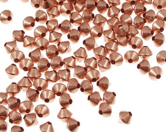 Solid Copper Beads 3mm 144 Bicone Beads Raw Copper Bright Copper Spacer Beads (FSC9)