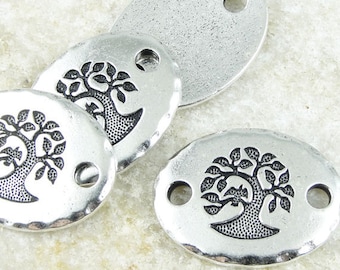 Bird In a Tree Link by TierraCast - Antique Silver Rivetable Focal Bar Tree of Life Yoga Charms for Meditation Mindfulness Jewelry (PF760)