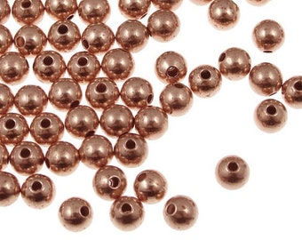 100 Copper Beads 4mm Round Beads Raw Bright Solid Copper Jewelry Beads Ball Beads Spacer Beads (FSC12)