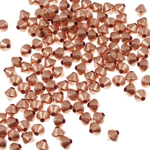 Solid Copper Beads 3mm 144 Bicone Beads Raw Copper Bright Copper Spacer Beads FSC9 image 1