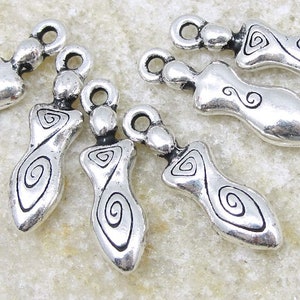 TierraCast Spiral Goddess Drop Antique Silver Goddess Charms 20mm x 6mm Silver Charm P207 image 1