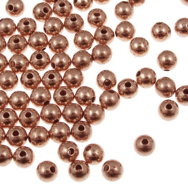 100 Copper Beads 4mm Round Beads Raw Bright Solid Copper Jewelry Beads Ball Beads Spacer Beads (FSC12)