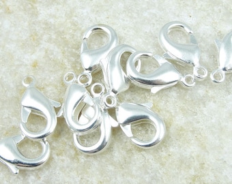 TierraCast 12mm Silver Lobster Clasp Findings - Bright Silver Plated Lobster Claw Clasp - Silver Findings for Necklaces and Bracelets (PH48)
