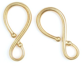 Large Gold Hook Clasp Findings Bright Gold Plated Classic Hook TierraCast Pewter Leather Findings Collection (PF637)