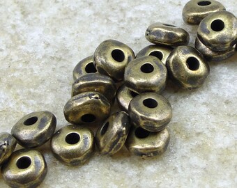 20 beads 3mm Rounded Square Sterling Silver Brushed Nugget Spacer Beads