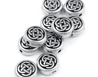 Celtic Beads Small Celtic Circle Beads Antique Silver Beads TierraCast Pewter Knotwork Knot Work Irish Metal Beads (P385)