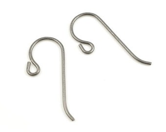 Hypoallergenic Niobium Ear Hooks by TierraCast - Small Loop Niobium Ear Findings Wires - Light Grey Niobium Findings for Sensitive Ears PH44