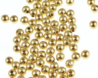 Bulk Bag of 1000 3mm Gold Plated Round Beads Gold Ball Beads Spacer Metal Beads (FS90)