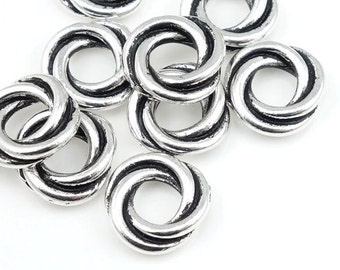 Antique Silver Loveknot Beads Silver Beads TierraCast 8mm Twist Beads Love Knot Beads Eurobeads Euro Beads Extra Large Hole Beads  (PS341)