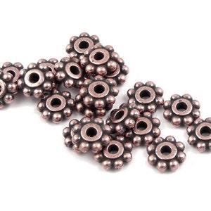 20 Antique Copper Beads 6mm Flat Daisy Spacer Beads Copper Bali Beads TierraCast 6mm Beaded Heishi Beads Tierra Cast Pewter Beads PS102 image 1