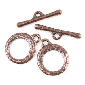 Antique Copper Toggle Clasp Findings TierraCast CRAFTSMAN Clasp Set Hammertone Textured Metal Copper Clasp Toggle Findings PF2043 image 1