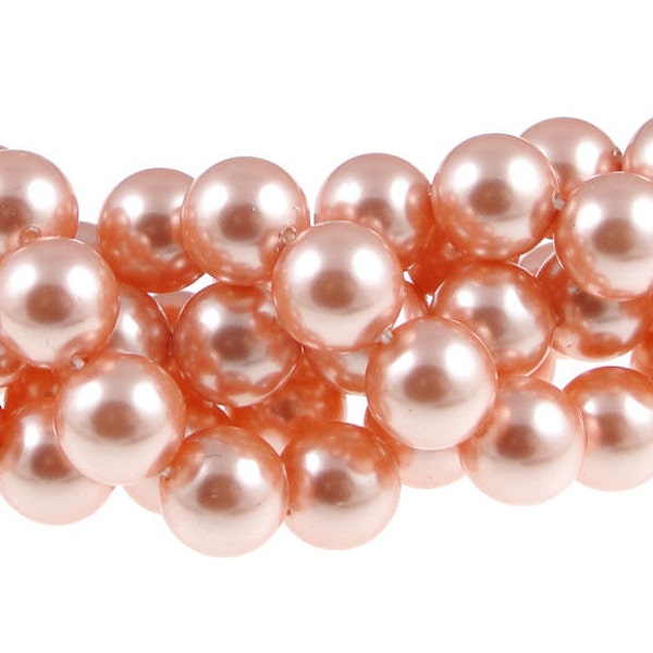 8mm ROSE PEACH Swarovski Pearls - Swarovski Crystal Pearl Beads - 5810 8mm Pearls - Rosepeach Coral Peachy Peach Pearls Pink Pearls