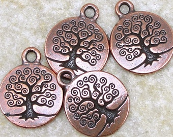 Antique Copper Tree of Life Charms by TierraCast - Tree Charms for Copper Jewelry - Nature Woodland Charm (P785)