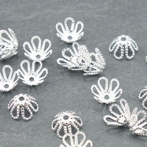 144 Silver Bead Caps Silver Plated 6.5mm Filigree Silver Beadcaps Flexible Bendable Silver Plated Caps Jewelry Bead Caps FS35 image 1
