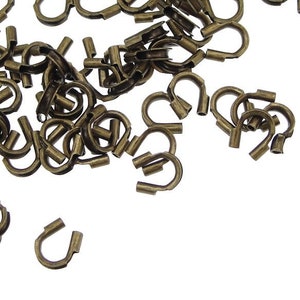 144 Antique Brass Wire Guardians - Dark Brass Wire Protectors - Brass Oxide Wire Guards - Antique Bronze Findings (FB9)