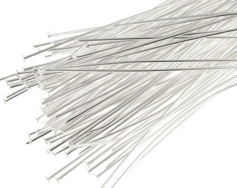 Bulk Bag of 500 - 2" Silver Headpin Findings Silver Plated Head Pins 22g 2 Inch  22 Gauge 2" Bright Silver Findings (FS81)
