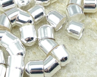 36 Silver Plated 8mm Inner Diameter End Caps Kumihimo Cord Ends Open Ended Cord Caps Kumihimo Supplies (FS21)