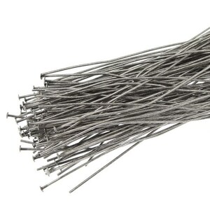 144 3&quot; Antique Silver Plated Headpin Findings Dark Silver Matte Head Pin 21 G 3 Inch Headpins 21 Gauge Long Tall Headpins (FB4ASP)