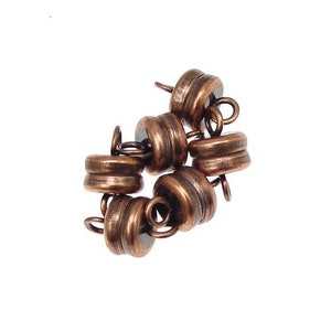 6 Magetic Clasps Antique Copper Mag Clasp Sets Small 6mm x 9mm Magnetic Findings Plated Copper Findings image 1