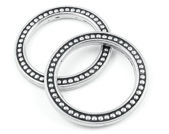 Large Silver Rings 1" Textured Metal Rings Beaded Links 25mm TierraCast Pewter Components (P904)