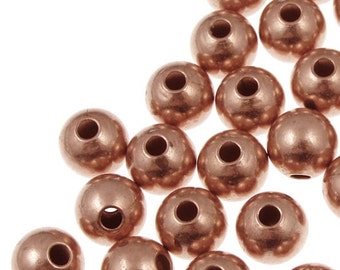 20 Copper Beads 8mm Round Beads - Raw Bright Solid Copper Lightly Seamed Ball Beads - Copper Metal Beads (FSC15)