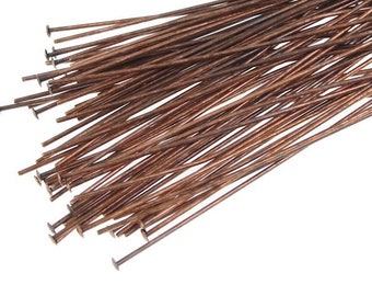 144 Copper Head Pins 2" Copper Headpins Aged Solid Copper Head Pins Findings Antique Copper 22 Gauge 2 Inch Headpin Findings (FSAC30)