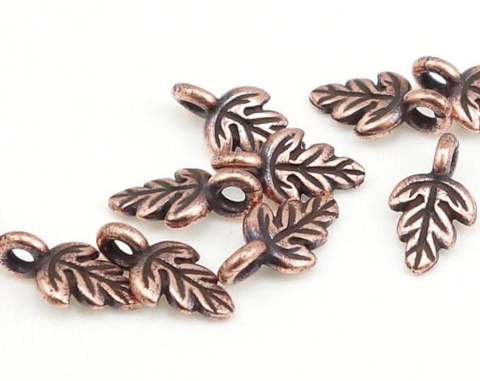 Antique Copper Leaf Charms Oak Leaf Drop 11mm Copper Charms Leaves for