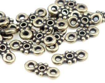 Two Loop Links - TierraCast 5mm Links Brass Oxide Antique Brass Beads Bali Beads Loop Heishi Bronze Beads Flat Daisy Spacer Links (PAS21)