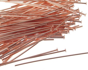 72 Solid Copper Headpins 1.5" Bright Copper Head Pin Findings Raw Copper Findings 22 Gauge 22 G Jewelry Findings for Copper Jewelry (FSCB1)