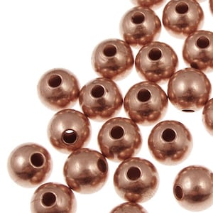 20 Copper Beads 8mm Round Beads - Raw Bright Solid Copper Lightly Seamed Ball Beads - Copper Metal Beads (FSC15)