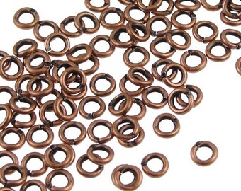 100 Antique Copper Jumpring  4mm 20 Gauge - 20 g - Aged Solid Copper Findings - 4mm Jump Ring Findings - Dark Copper (FSAC10)