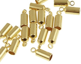 72 Kumihimo Cord Ends - 3mm Gold Plated Cord Caps - Small Cord Ends - Kumihimo Supplies BULK BAG (KH23)