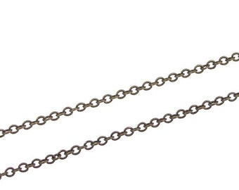 Skinny Antique Brass Chain 36" of 1mm Thin Fine Delicate Cable Chain - Loose Bronze Chain for Necklaces Jewelry Making (FSABC3)