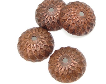 4 Acorn Caps - Vintaj Artisan Copper 13mm Acorn Bead Caps Lightly Aged Antique Copper Acorn Beadcaps Fall Autumn Supplies Findings CBC0001