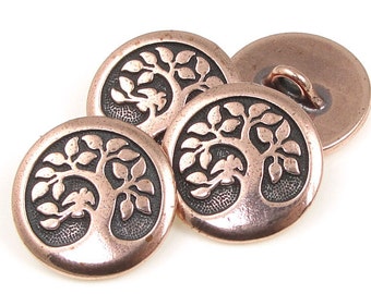 Copper Buttons TierraCast Bird in a Tree of Life Button Findings Antique Copper Tree Button Clasp for Leather Bracelets Mindfulness (PF785)