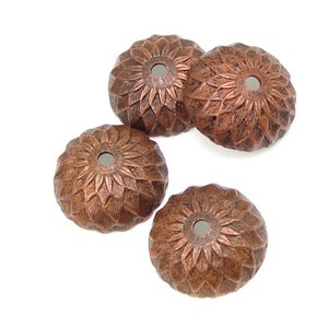 36 Acorn Caps Vintaj Artisan Copper 13mm Acorn Bead Caps Lightly Aged Antique Copper Acorn Beadcaps Fall Autumn Supplies Findings CBC0001 image 2